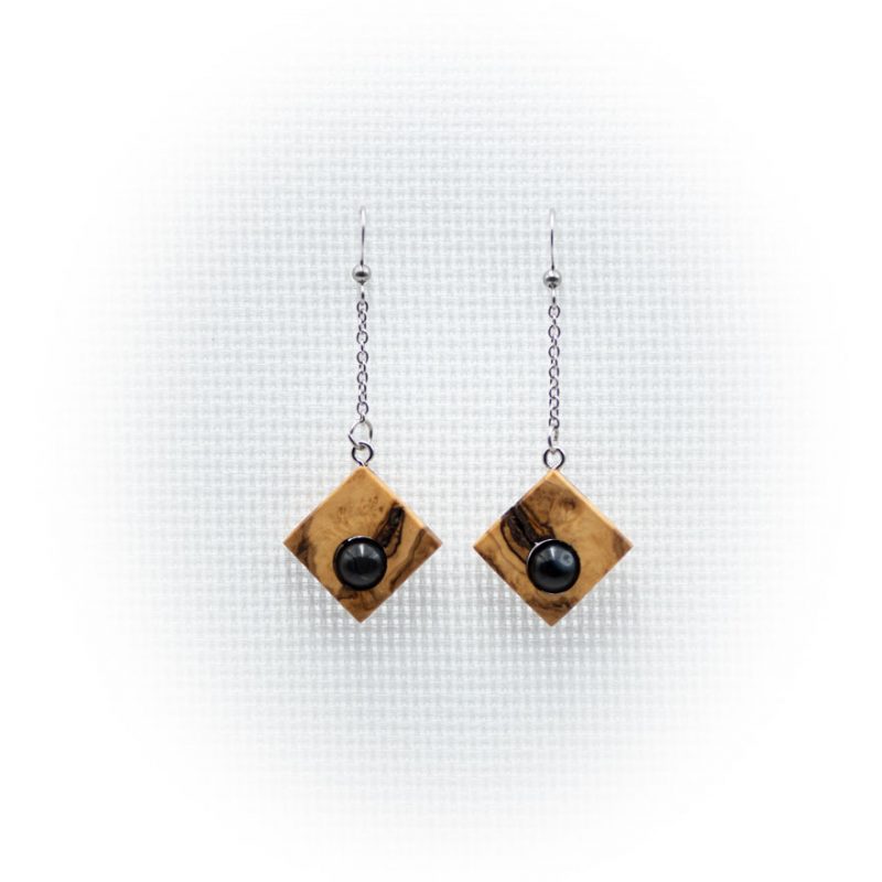 Pendientes y colgantes de madera de olivo
