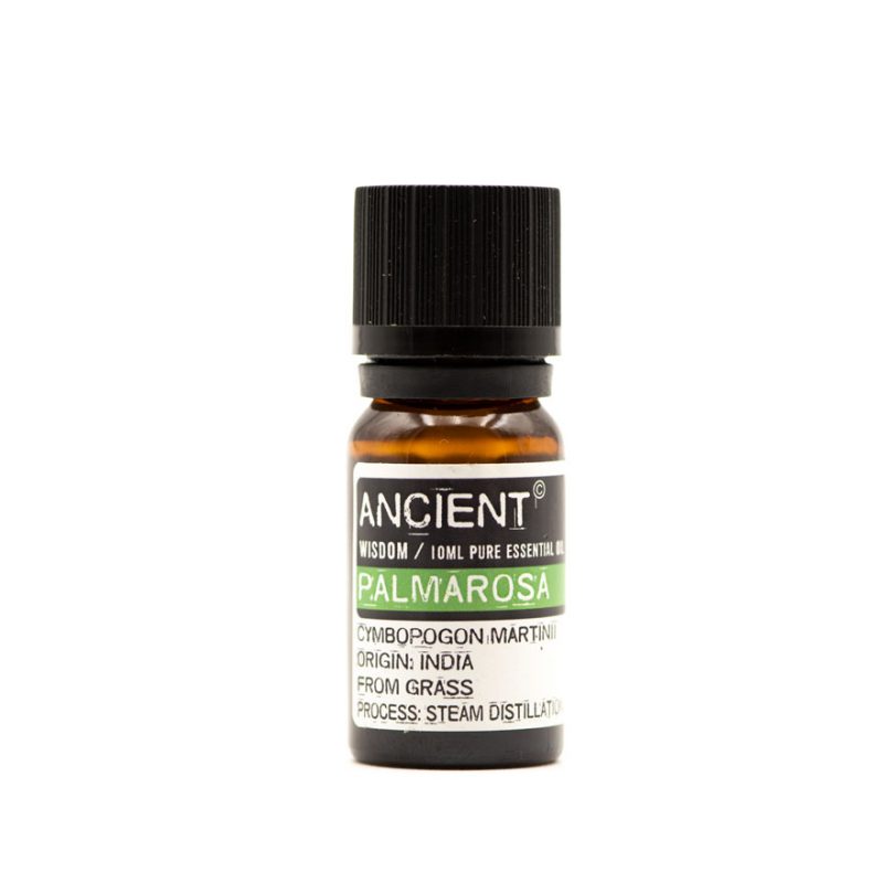 Botella de 10ml de Aceite Esencial de Palmarosa puro marca Ancient Wisdom origen India