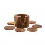 Juego de posavasos de madera de olivo.