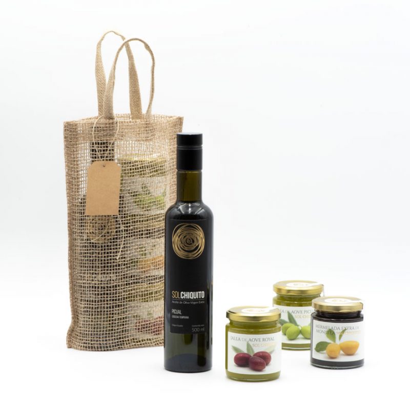 Pack de regalo AOVE picual temprano, mermelada de monjilla y jales de AOVE royal y picual